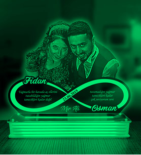 Kişiye Özel Yıldönümü Hediyesi, Eşe Yıldönümü Hediyesi, 3D LED Lamba (Yeşil)