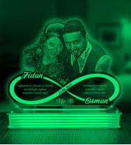 Kişiye Özel Yıldönümü Hediyesi, Eşe Yıldönümü Hediyesi, 3D LED Lamba (Yeşil)