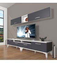 Decoraktiv Eko 5200 Mdf Silver Tv Ünitesi Tv Sehpası (Beyaz - Antrasit)