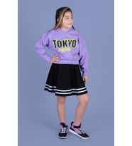 Toontoy Kız Çocuk Baskılı Etekli Takım (Lila)