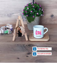 Ebe Türk Kahvesi Fincanı Ahşap Altlıklı ve Fotoğraflı Ahşap Anahtarlık Hediye (Model 1)
