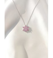 925 Ayar Gümüş Lotus Çiçeği Kolye (Pembe)