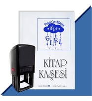 Kişiye Özel  İt's A Girl Tarihli Kitap Kaşesi (Mavi)