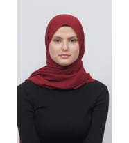Kadın Pratik Kırışık Krinkıl Mira Tesettür Şal (Koyu Bordo)