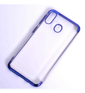 Galaxy M20 Köşeleri Renkli Şeffaf Kamera Korumalı Kılıf (Mavi)