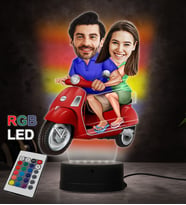 Doğum Günü Hediyesi,Sevgiliye Hediye, Kişiye Özel Fotoğraflı Motorcu Çift Karikatür 3D Led Lamba (RGB)