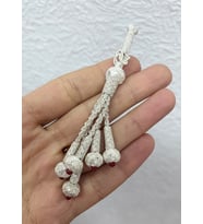 Gümüş Kazaziye Burgu Zincirli Bordo Detaylı Beş Sallantılı Tesbih Püskülü : Bordo-Siyah (Bordo - Gümüş)