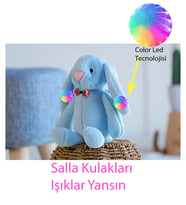 Uyku ve Oyun Arkadaşı Uzun Kulak LED IŞIKLI Bunny Peluş Tavşan 65cm - Pelüş Tavşan (Mavi)