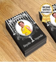 4 Temalı Kişiye Özel Resimli Doğum Günü Magneti  8x6 Cm 10 Adet (Siyah-Gümüş) (Siyah - Gümüş)