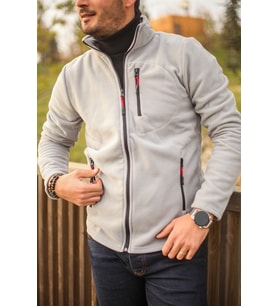 SUVASS CO Champ Erkek Polar Tam Fermuarlı 3 Cepli Kalın Outdoor Polar Ceket Tactical Fleece (Gri)