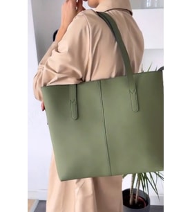 BC Barse Collection Sert Tote Kadın Omuz Çantası (Haki)