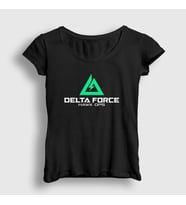 Presmono Kadın Beyaz Logo Oyun Delta Force Hawk Ops T-Shirt 476457tt (Siyah)