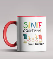 Kişiye Özel Sınıf Öğretmeni Tasarımlı Siyah Renk Kupa Bardak 11 (Kırmızı)