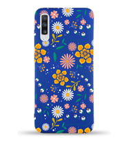 PrinfiFy Samsung Galaxy A70 Uyumlu Lansman Kılıf Çiçek Tasarımlı İçi Kadife Kapak (Lacivert)