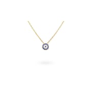 DKMN Gümüş Yuvarlak Nazar Boncuğu Biçimli Zirkon Taşlı 925 Ayar Gümüş Kolye (Gold)
