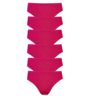 6lı Kadın Bikini Külot Pamuklu Renkli İç Çamaşırı Nefes Alan Doku (Fuşya)