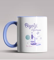 Kişiye Özel Biyoloji Öğretmeni Tasarımlı Siyah Renk Kupa Bardak 3 (Mavi)