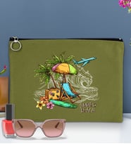 BK Gİft Yaz Temalı-9 Astarlı Portföy Çanta 30x21cm(12 Renk Seçeneği), Baskılı El Çantası, Organizer Çanta (Yeşil)
