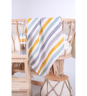 Babyhola Müslin Örtü 80x80cm Çizgi Desen Organik Hediyelik Emzirme Alt Açma Yenidoğan Puset Örtüsü (Yeşil)