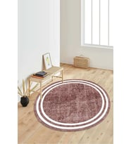 Dijital Baskılı Kaymaz Taban Yıkanabilir Yuvarlak Salon Halısı Koridor Halısı Paspas NDY-HT-574 (Pembe)