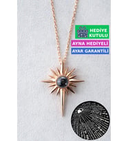 Jewelmim Gümüş Yüz 100 Dilde Seni Seviyorum Rose Altın Kaplama 925 Ayar Kadın Gümüş Kutup Yıldızı Kolye (Rose)