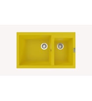 POLEX Cristalüx Granit Eviye P-1,75 1,5 Gözlü Tezgah Altı Ve Tezgah Üstü Mutfak Evyesi 81x50,5cm (Sarı)
