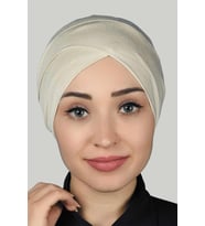 Çapraz Dış Tesettür Bonesi Penye (Krem)