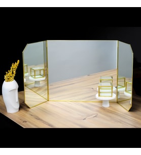 Makyaj Aynası  Masaüstü  Büyük  100x45 cm  Pirinç & Gold, Bakır, Siyah, Gümüş (Bakır)