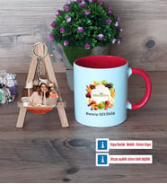 Diyetisyen Kupa Bardak Beyaz ve Fotoğraflı Ahşap Anahtarlık Hediye (Model 2)