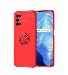 Realme 7 Pro Kılıf Zore Yüzük Standlı Ravel Silikon (Kırmızı)