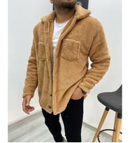 Unisex Çift Cepli Welsoft Peluş Ceket (Taba)