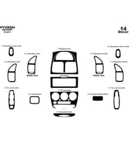 Meriç® Hyundai Accent Ön Torpido Kaplama Maun 14 Parça 2001-2005 (Piano Black)