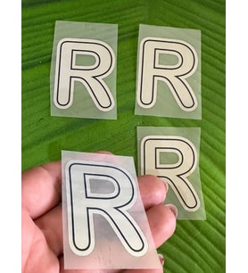 5X4 CM 4 ADET ÜTÜ İLE YAPIŞAN R HARFİ TRANSFER BASKI ARMA (Gri)