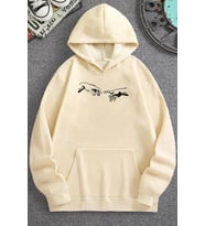Unisex Michelangelo Baskılı Sweatshirt (Bej)