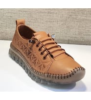 Elis 470 Kadın Hakiki Deri Düz Taban Comfort Casual Ayakkabı (Taba)