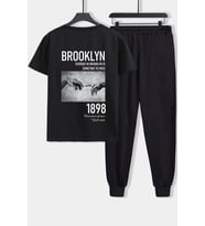 Unisex 1898 Brooklyn Baskılı 2'li Eşofman Takımı (Siyah)