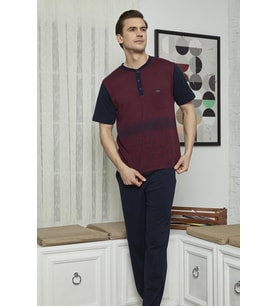 KLY 7615 Erkek Midi Yaka 3'lü Pijama Takımı