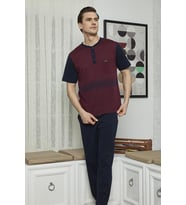 KLY 7615 Erkek Midi Yaka 3'lü Pijama Takımı