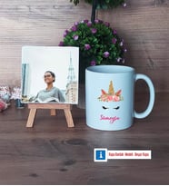 Unicorn Fotoğraflı Dekoratif Taş, Kupa Bardak Beyaz Hediye (Model 1)