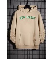 Unisex New Jersey Baskılı Sweatshirt (Bej)
