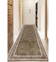 Dijital Baskılı Kaymaz Taban Yıkanabilir Modern Yolluk Ve Koridor Halısı NDU-HT-238 (Kahverengi)
