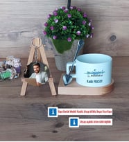 Su Ürünleri Mühendisi Kupa Bardak Beyaz ve Fotoğraflı Ahşap Anahtarlık Hediye (Model 8)