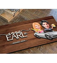 BK Gift Kişiye Özel Sevgililer Karikatürlü Kabartma Figürlü Ahşap Tablo, Duvar Dekoru, Arkadaşa Hediye, Özel Tasarım Ev Hediyesi-53 (Ceviz)