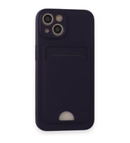 IPHONE 14 UYUMLU KELVİN KARTVİZİTLİ SİLİKON TELEFON KILIF (Mor)