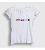 Presmono Kadın Sarı Astroworld Travis Scott T-Shirt 45118tt (Beyaz)