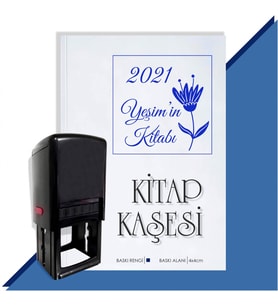 Kişiye Özel Çiçek Buketi 17 2021 Otomatik Kitap Kaşesi (Mavi)