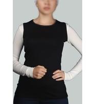 Sıfır Kol Bisiklet Yaka Likralı Penye Kadın Body (Siyah)