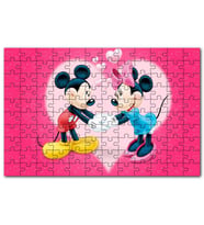 Cakapuzzle Mickey Minnie Mouse Aşk Çifti Kırmızı Kalpli Puzzle Yapboz MDF(Ahşap) (255 Parça)