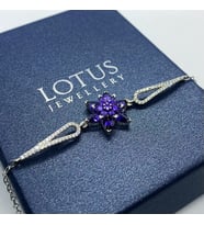 LOTUS ÇİÇEĞİ BİLEKLİK -  925 AYAR GÜMÜŞ BİLEKLİK (Mor)