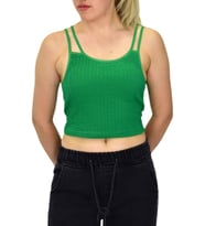 Kadın İp Askılı Pedli Crop 8136 BGL-ST03783 (Yeşil)